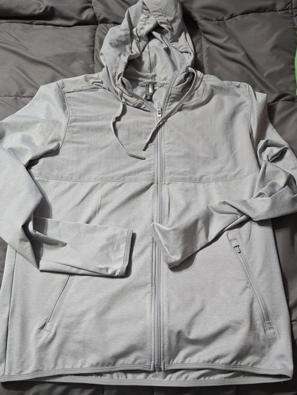 Mens KIRKLAND SIZE M Light Gray Full‑Zip Hooded Jacket